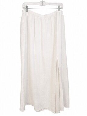J.Crew Collection Beach Cotton Gauze Midi Skirt White XL Coastal Resort Button